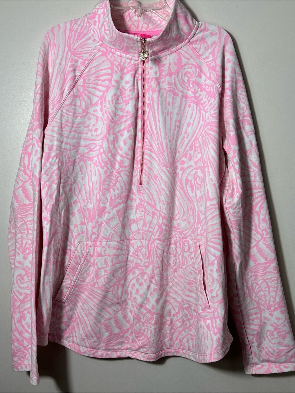 Lilly Pulitzer Pink Printed Half-Zip Womens skipper popover Preppy  Barbie-  XL